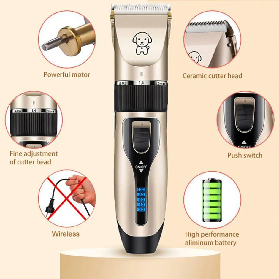 Dog Clipper Dog Hair Clippers Grooming (Pet/Cat/Dog/Rabbit) Haircut Trimmer Shaver Set Cordless Rechargeable Professional