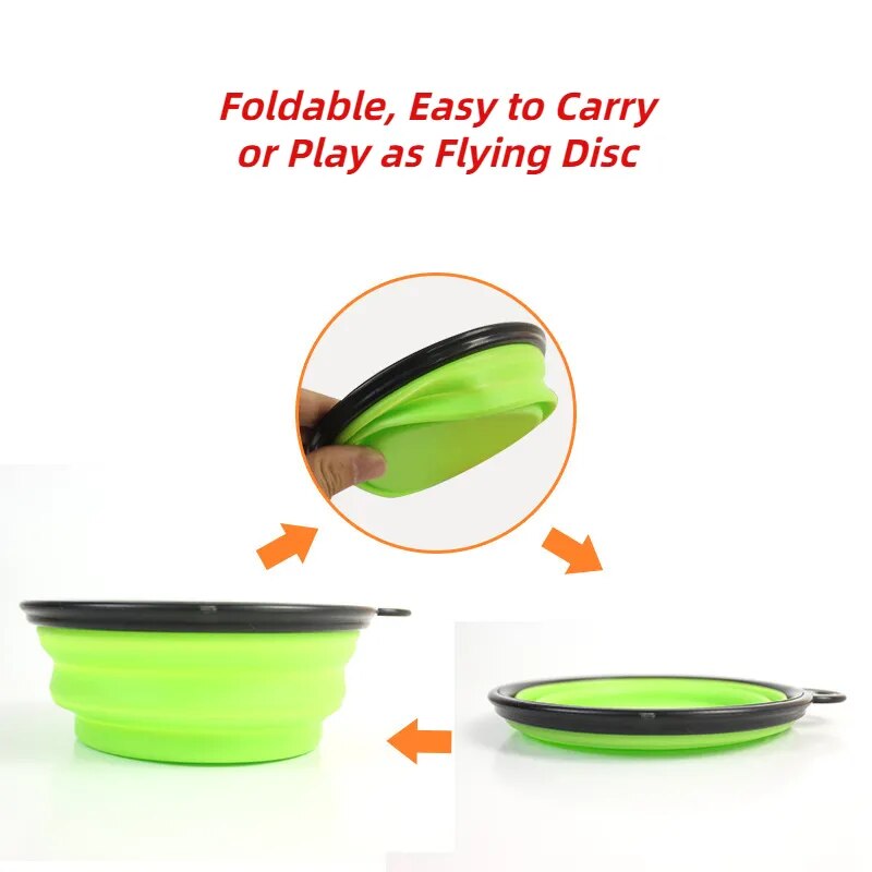 Reusable Portable Large (pack of 2) & Small (pack of 3) Collapsible Dog Pet Folding Silicone Bowl Outdoor Travel