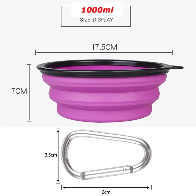 Reusable Portable Large (pack of 2) & Small (pack of 3) Collapsible Dog Pet Folding Silicone Bowl Outdoor Travel