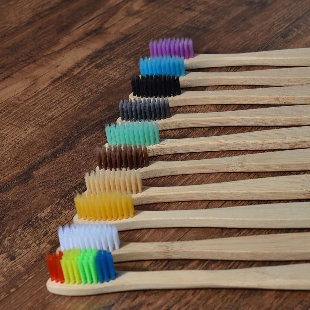 10pcs Eco friendly Bamboo Toothbrush Soft Bristles Biodegradable Plastic-Free